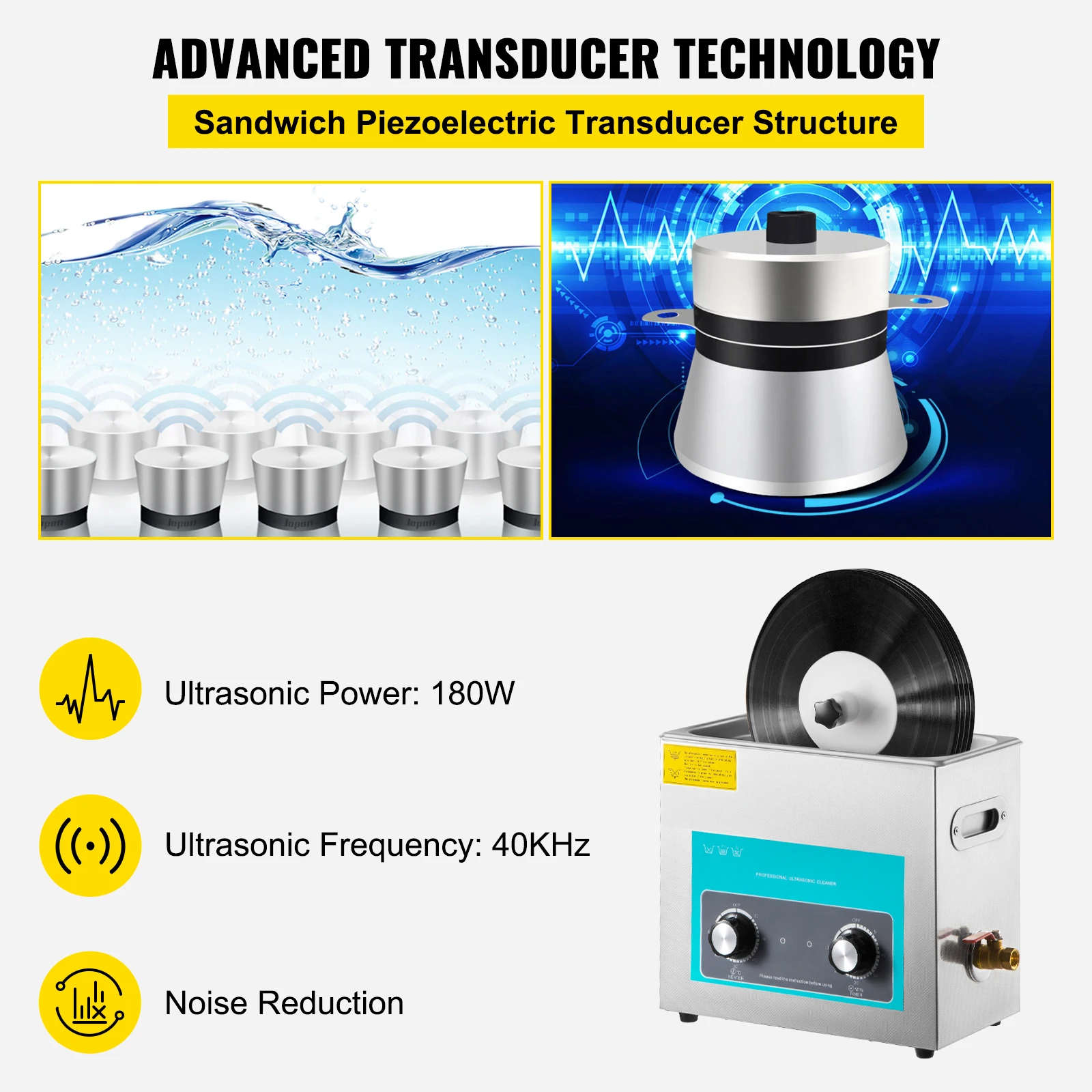 Vinyl Record Cleaner - Ультразвуковая мини-мойка SIHAO 6L 180W для