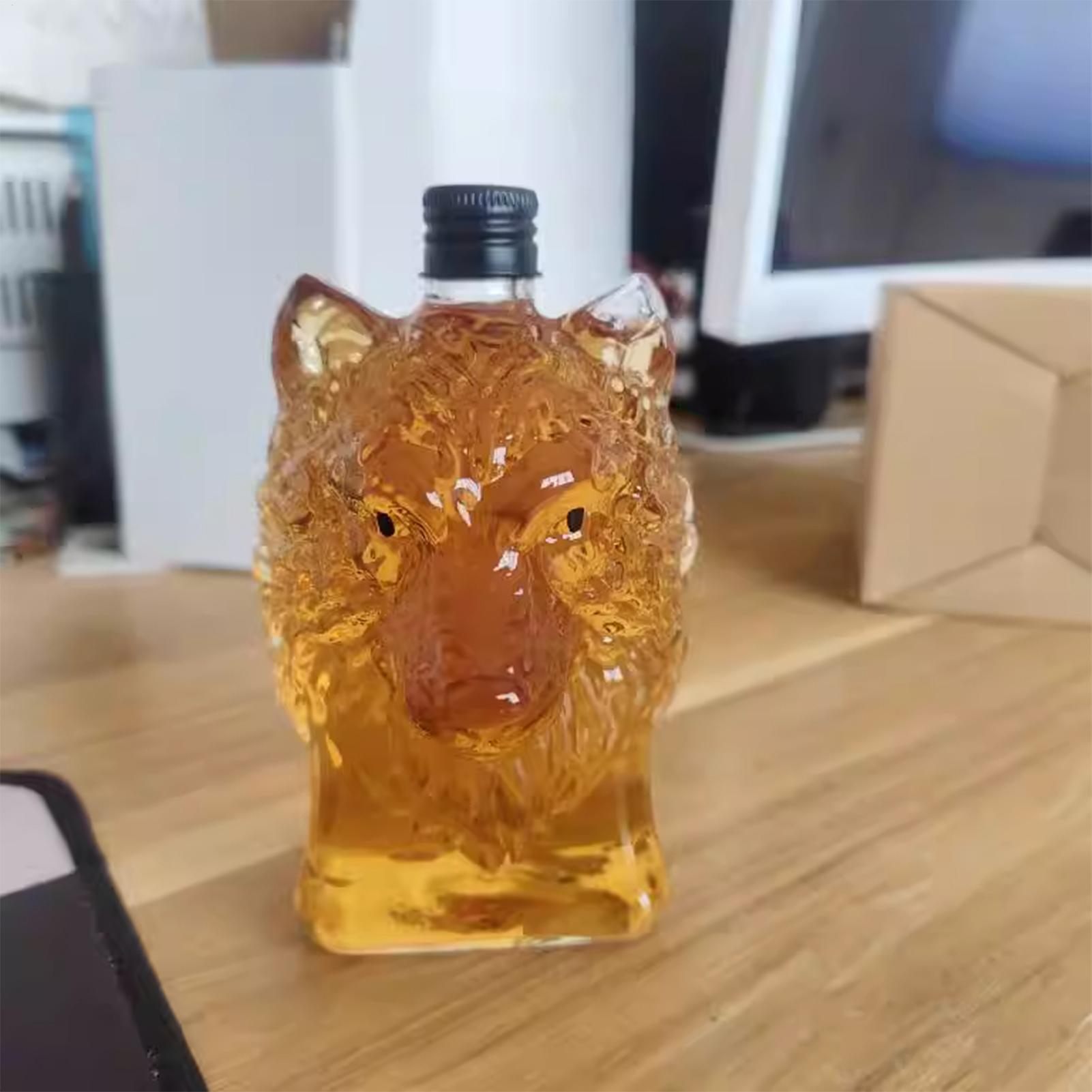 Vintage Collectible Glass - Бутылка для виски в форме волка,