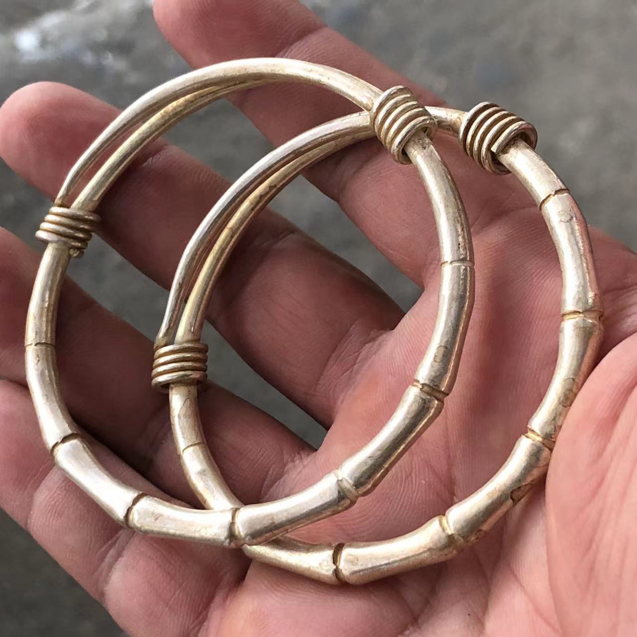 Vintage Collectible Jewelry - Винтажный белый медный браслет с серебряным
