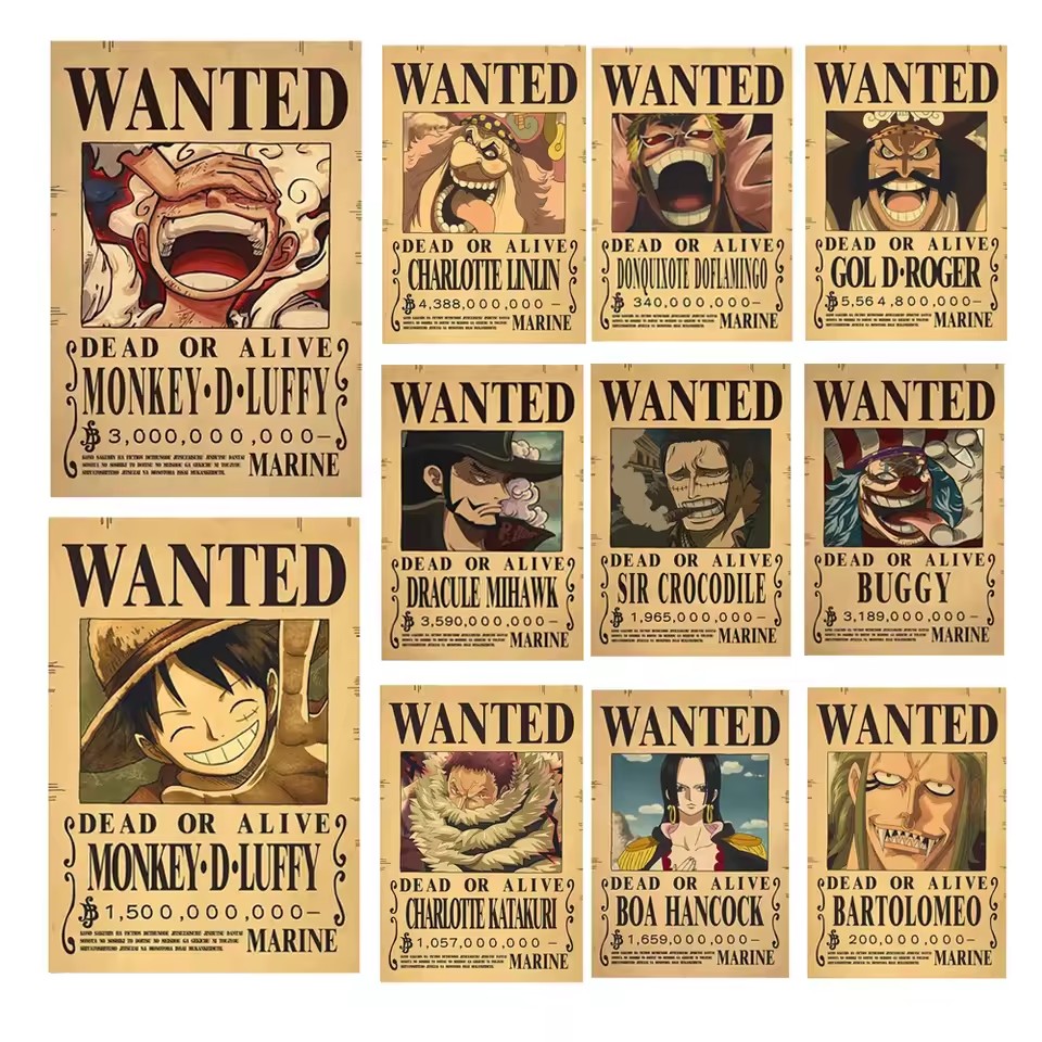 Vintage Collectible Items - Аниме-постеры «One Piece»: плакаты с розыскными
